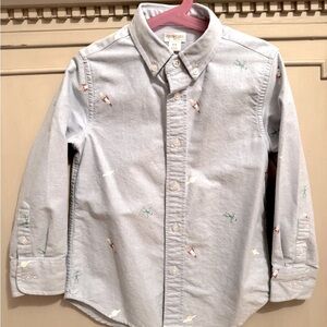 J Crew Crewcuts Boys’ Blue Button Down Shirt in Outer Space Design, size 4-5